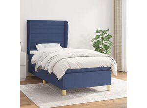 8720287424635 - Jinlefu - Boxspringbett mit Matratze Blau 100x200 cm Stoff vidaXL