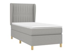 8720287425298 - Vidaxl - Boxspringbett mit Matratze Hellgrau 90x200 cm Stoff