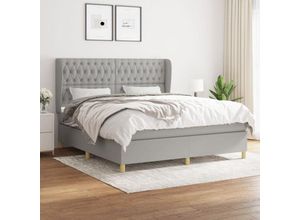 8720287426578 - Boxspringbett，Doppelbett mit Matratze Hellgrau 180x200 cm Stoff vidaXL