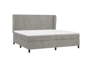 8720287429876 - Vidaxl - Boxspringbett mit Matratze Hellgrau 200x200 cm Samt