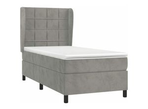 8720287430711 - Boxspringbett mit Matratze Hellgrau 100x200 cm Samt vidaXL