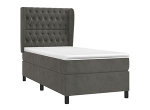 8720287432463 - Bonnevie - BoxspringbettSchlafzimmerbett mit Matratze Dunkelgrau 90x200 cm Samt vidaXL 8720287432463 - Bonnevie - BoxspringbettSchlafzimmerbett mit Matratze Dunkelgrau 90x200 cm Samt vidaXL