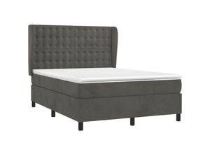 8720287433248 - BoxspringbettDoppelbett mit Matratze Dunkelgrau 140x190 cm Samt vidaXL