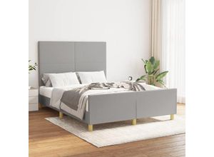 8720287433934 - Bonnevie - BettgestellSchlafzimmerbett mit Kopfteil Hellgrau 140x190 cm Stoff vidaXL83218