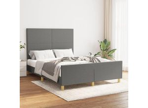 8720287433941 - Bonnevie - BettgestellSchlafzimmerbett mit Kopfteil Dunkelgrau 140x190 cm Stoff vidaXL29809