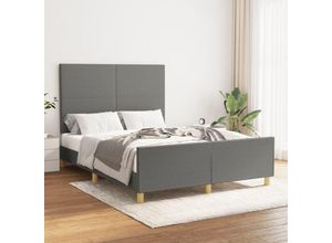 8720287434023 - Bonnevie - BettgestellSchlafzimmerbett mit Kopfteil Dunkelgrau 140x200 cm Stoff vidaXL12683