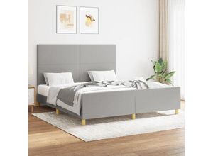 8720287434092 - BettgestellSchlafzimmerbett mit Kopfteil Hellgrau 160x200 cm Stoff vidaXL