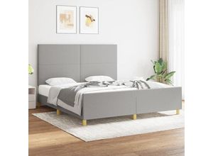 8720287434177 - Jinlefu - BettgestellSchlafzimmerbett mit Kopfteil Hellgrau 180x200 cm Stoff vidaXL