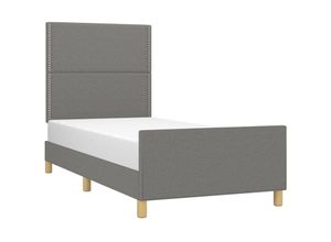 8720287434580 - Jinlefu - BettgestellSchlafzimmerbett mit Kopfteil Dunkelgrau 100x200 cm Stoff vidaXL