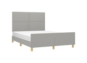 8720287434733 - Bonnevie - BettgestellSchlafzimmerbett mit Kopfteil Hellgrau 140x190 cm Stoff vidaXL