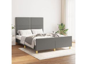 8720287434825 - Bonnevie - BettgestellSchlafzimmerbett mit Kopfteil Dunkelgrau 140x200 cm Stoff vidaXL