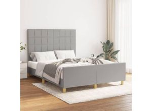 8720287435617 - Bonnevie - BettgestellSchlafzimmerbett mit Kopfteil Hellgrau 140x200 cm Stoff vidaXL35156