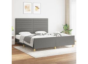 8720287436584 - Vidaxl - BettgestellSchlafzimmerbett mit Kopfteil Dunkelgrau 180x200 cm Stoff 93099