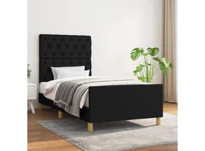 8720287437550 - Jinlefu - BettgestellSchlafzimmerbett mit Kopfteil Schwarz 80x200 cm Stoff vidaXL