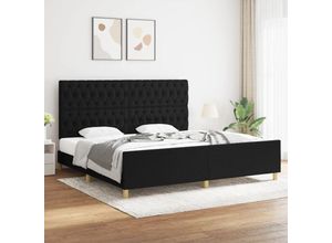 8720287438274 - Bonnevie - BettgestellSchlafzimmerbett mit Kopfteil Schwarz 200x200 cm Stoff vidaXL