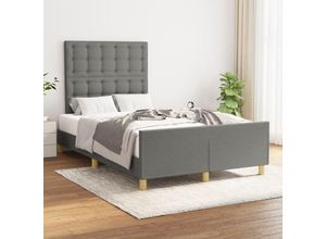 8720287438663 - Vidaxl - BettgestellSchlafzimmerbett mit Kopfteil Dunkelgrau 120x200 cm Stoff