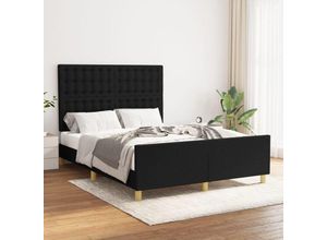 8720287438755 - Jinlefu - Bettgestell mit Kopfteil Schwarz 140x190 cm Stoff vidaXL - Schwarz