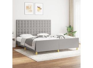 8720287438977 - Jinlefu - BettgestellSchlafzimmerbett mit Kopfteil Hellgrau 180x200 cm Stoff vidaXL