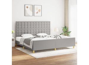 8720287439059 - Vidaxl - BettgestellSchlafzimmerbett mit Kopfteil Hellgrau 200x200 cm Stoff