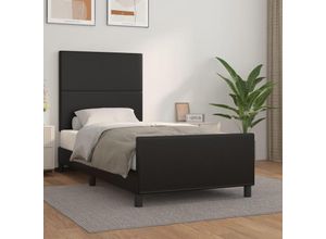 8720287439257 - Jinlefu - BettgestellSchlafzimmerbett mit Kopfteil Schwarz 90x200 cm Kunstleder vidaXL