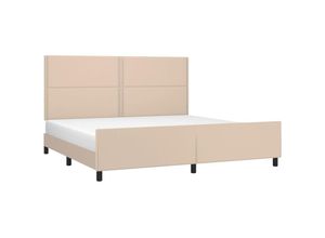 8720287440321 - Bettgestell mit Kopfteil Cappuccino-Braun 200x200 cm Kunstleder vidaXL