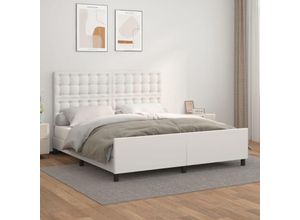 8720287440765 - BettgestellSchlafzimmerbett mit Kopfteil Weiß 160x200 cm Kunstleder vidaXL