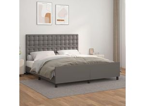 8720287440857 - Jinlefu - BettgestellSchlafzimmerbett mit Kopfteil Grau 180x200 cm Kunstleder vidaXL