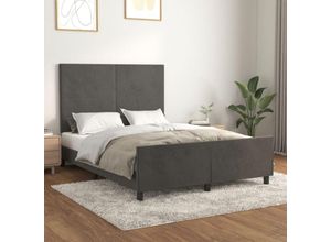 8720287441243 - Bonnevie - BettgestellSchlafzimmerbett mit Kopfteil Dunkelgrau 140x190 cm Samt vidaXL