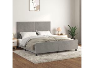 8720287441359 - BettgestellSchlafzimmerbett mit Kopfteil Hellgrau 160x200 cm Samt vidaXL