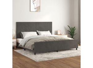 8720287441489 - Jinlefu - BettgestellSchlafzimmerbett mit Kopfteil Dunkelgrau 200x200 cm Samt vidaXL