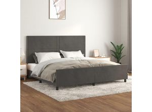 8720287442080 - Jinlefu - BettgestellSchlafzimmerbett mit Kopfteil Dunkelgrau 200x200 cm Samt vidaXL