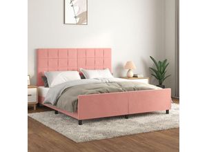 8720287442660 - Jinlefu - Bettgestell mit Kopfteil Rosa 180x200 cm Samt vidaXL