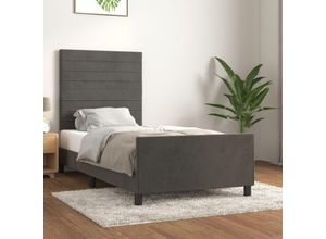 8720287442868 - Vidaxl - BettgestellSchlafzimmerbett mit Kopfteil Dunkelgrau 90x200 cm Samt 50516