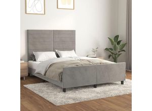 8720287443032 - BettgestellSchlafzimmerbett mit Kopfteil Hellgrau 140x190 cm Samt vidaXL