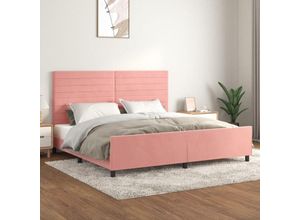 8720287443322 - BettgestellSchlafzimmerbett mit Kopfteil Rosa 200x200 cm Samt vidaXL36277