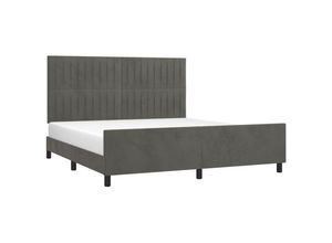 8720287443827 - Vidaxl - BettgestellSchlafzimmerbett mit Kopfteil Dunkelgrau 180x200 cm Samt