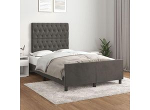 8720287444183 - Jinlefu - BettgestellSchlafzimmerbett mit Kopfteil Dunkelgrau 120x200 cm Samt vidaXL