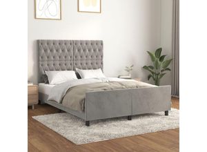 8720287444299 - BettgestellSchlafzimmerbett mit Kopfteil Hellgrau 140x200 cm Samt vidaXL