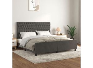 8720287444428 - Bonnevie - BettgestellSchlafzimmerbett mit Kopfteil Dunkelgrau 180x200 cm Samt vidaXL