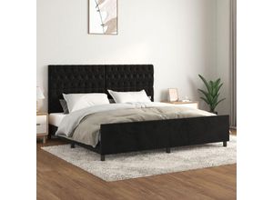 8720287444497 - Jinlefu - BettgestellSchlafzimmerbett mit Kopfteil Schwarz 200x200 cm Samt vidaXL