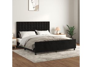 8720287445036 - Jinlefu - BettgestellSchlafzimmerbett mit Kopfteil Schwarz 180x200 cm Samt vidaXL