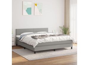 8720287445777 - Jinlefu - Boxspringbett mit Matratze Hellgrau 180x200 cm Stoff vidaXL - Grau