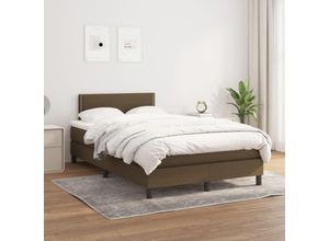 8720287446286 - Boxspringbett，Doppelbett mit Matratze Dunkelbraun 120x200 cm Stoff vidaXL