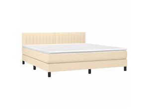 8720287448945 - Vidaxl - Boxspringbett mit Matratze Creme 160x200 cm Stoff