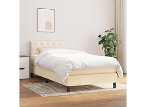 8720287449188 - Boxspringbett，Schlafzimmerbett mit Matratze Creme 80x200 cm Stoff vidaXL968389