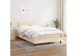 8720287450306 - Boxspringbett mit Matratze Creme 120x200 cm Stoff vidaXL600747