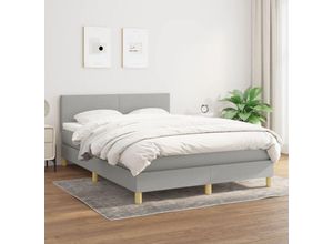 8720287451136 - Bonnevie - BoxspringbettSchlafzimmerbett mit Matratze Hellgrau 140x190 cm Stoff vidaXL39322