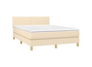 8720287451266 - Jinlefu - Boxspringbett mit Matratze Creme 140x200 cm Stoff vidaXL