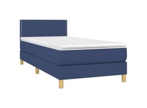 8720287451839 - Boxspringbett mit Matratze Blau 100x200 cm Stoff vidaXL895371