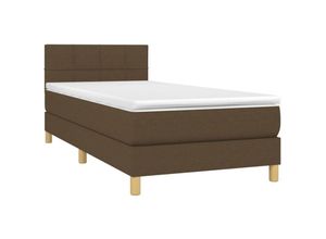 8720287452447 - Boxspringbett mit Matratze Dunkelbraun 90x190 cm Stoff vidaXL